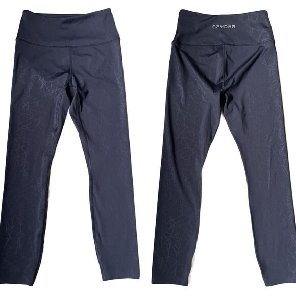 Spyder Active Black High Waisted Web Print Compression Leggings (Size: Small) - Picture 1 of 10